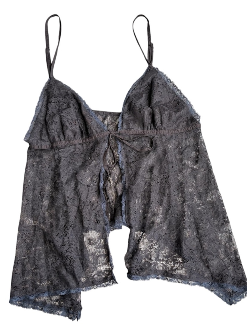 Urban Outfitters Black Fairy Lace Tie Front Top